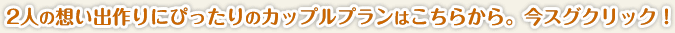 2人の想い出作りにぴったりのカップルプランはこちらから。今スグクリック！